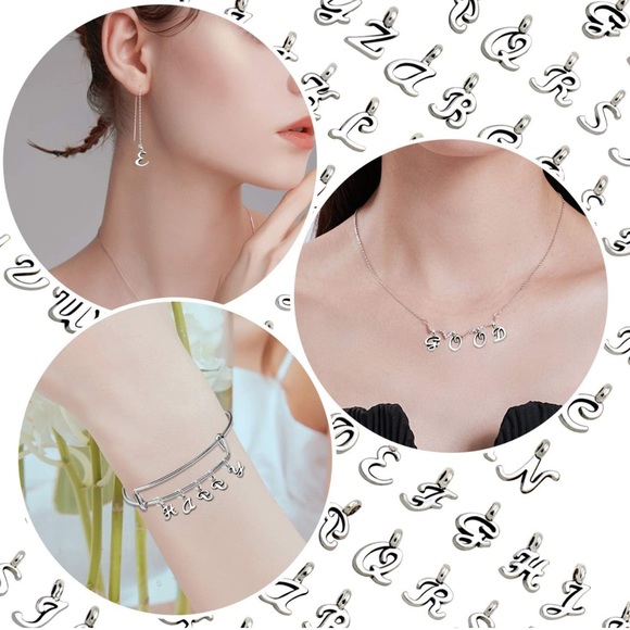 110 ALPHABET LETTER CHARMS, Bracelets & MORE JEWELRY MAKING BUNDLE DIY LOT - Picture 8 of 11